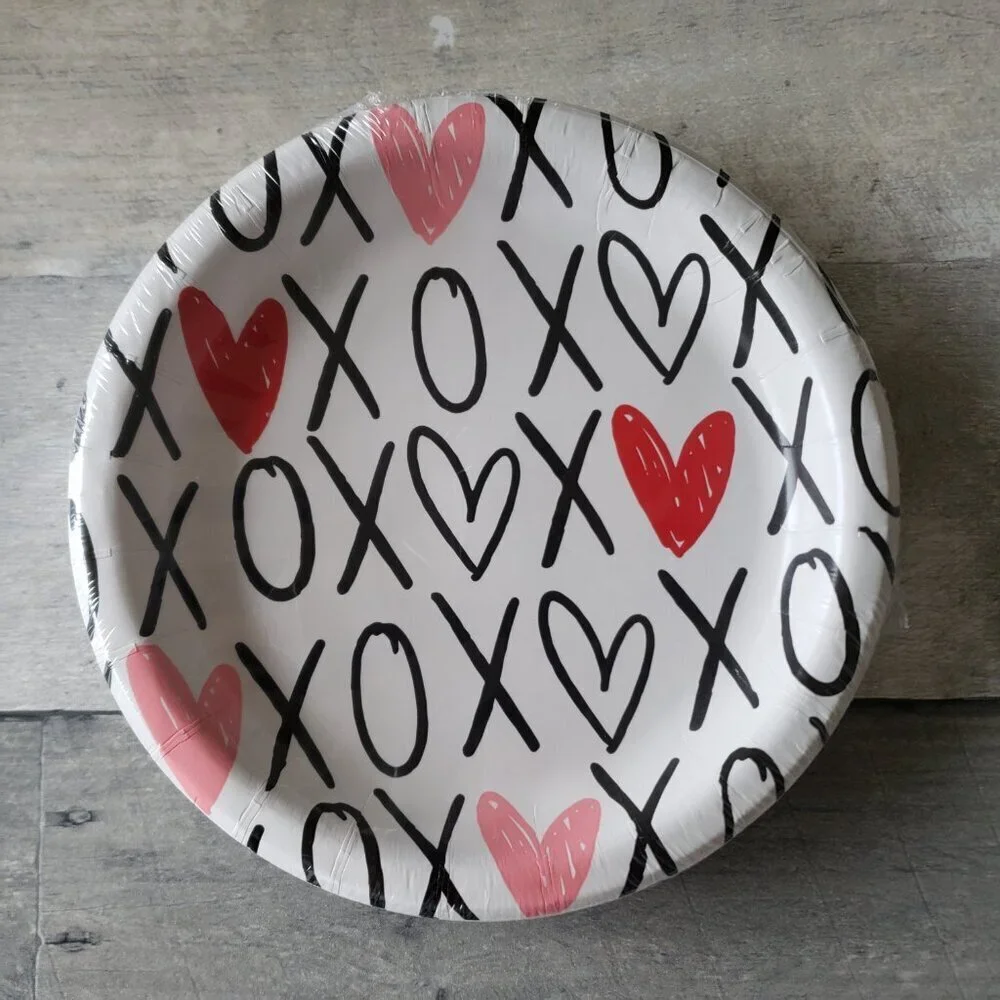 Set of 3 - XOXO Snack Size 6.75 inch Paper Plates (60 count)